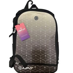 RIP-IT Classic Softball Backpack 2 Grey Geometric Cleat Compartment Bat Sleeves